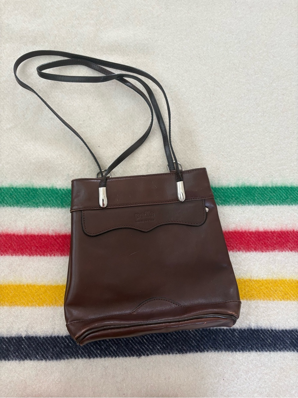 Pebble Leather Shoulder Bag in Dark Brown